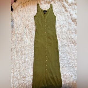 Forever 21 Olive Button-Front Maxi Dress